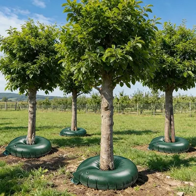 Produktbild von 4er-Set Baumbewässerungsring je 55L für Sträucher & Bäume – Bewässerungsbeutel aus robustem PVC – UV-beständig – Stammumfang bis 30 cm-Tröpfchensystem