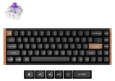 Zdjęcie produktu dla Keychron K6 HE, 65%, Przewodowy i Bezprzewodowy, USB + Bluetooth, Magnetic key switch, RGB LED, Brązowy, Czarny