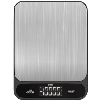 Digitale Küchenwaage 1 g – 10 kg, Tara, LCD, Edelstahl/Schwarz