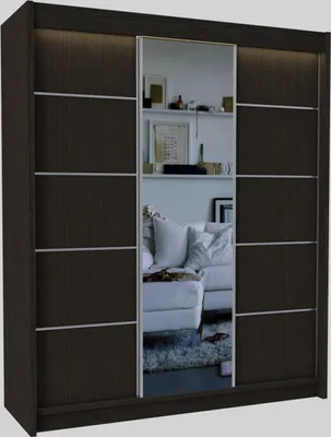 Obrázek produktu pro Moderní Šatní Skříň s Posuvnými Dveřmi Šatní Skříň se Zrcadlem 120 150 180 200 cm - Wenge Šatní Skříň do Ložnice s Posuvnými Dveřmi - Šatní Tyč - 180 cm - Wenge