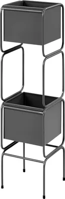 Produktbild von BELIANI Blumentopfständer Schwarz Metall 75 cm Hoch Quadratisch 20x20 cm 2 Etagen Töpfe ohne Löcher Modern Blumenständer für Innen- und Außenbereich