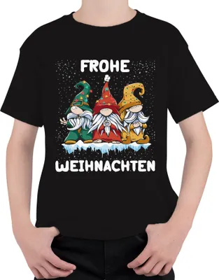 Produktbild von Frohe Weihnachten Gnome Wichtel Schweden - Weihnachten Weihnachtsgeschenk Christmas Uni Kinder T-Shirt, Schwarz, 128