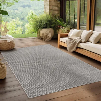 Imagen del producto de Ayyildiz Alfombras para exterior y patio Gris 280x370 cm Alfombra interior y, resistente a la intemperie y a los rayos UV, cocina, balcón, terraza, sala