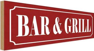 Produktbild von vianmo Holzschild 10x27 cm Bar & Grill Essen Trinken