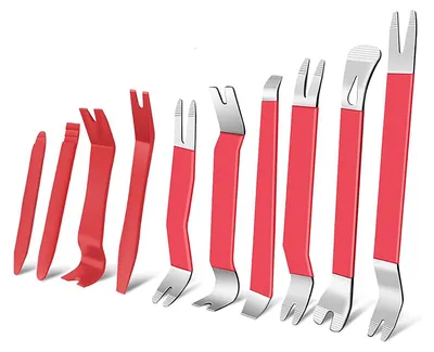 Produktbild von DHSWNNG 10 Stück Metall Auto Demontage Werkzeuge Set, Hebelwerkzeug Auto Zierleistenkeile Innenverkleidung Werkzeug mit Plastik KFZ Fahrzeug Demontage für Entfernung Autotür Türverkleidung