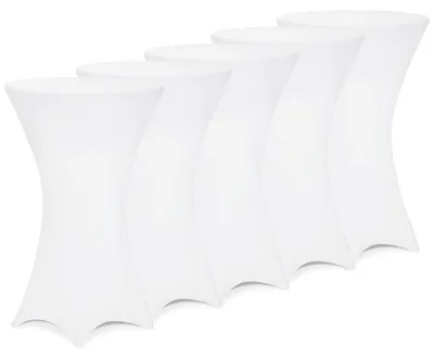Produktbild von DEUBA® 5x Stehtisch Hussen Ø 60-65 / 70-75 / 80-85cm Viele Farben 30°C Waschbar Verstärkte Standfüße Stehtischhusse Überzug Stretch (Ø 70-75cm, Weiß)