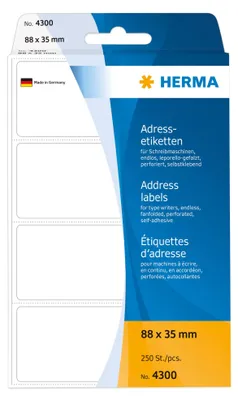 Image de Herma 4300 4300 Etiquettes d'adresse - 88 x 35 mm, autocollantes, 250 pièces