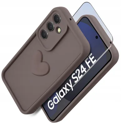 Obrázek produktu pro Silikonové pouzdro pro Samsung S24 FE s matným vzorem srdce + ochranné sklo na displej 9H