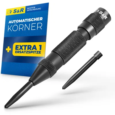 Imagen del producto de S&R Atornillador automático de 50-100 N, 130 mm, con puntas de resorte y 1 punta de repuesto, fabricado en acero Cr-V. Atornillador automático con superficie estriada, robusto y duradero, fabricado completamente en metal. Adecuado para metal, madera, piedra, plástico y otros materiales