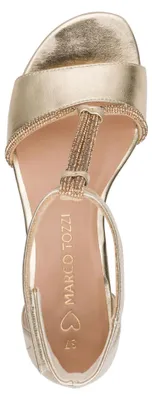 Produktbild von MARCO TOZZI Damen Sandale T-Riemen Blockabsatz Vegan 2-28204-46, Größe:40 EU, Farbe:Gold