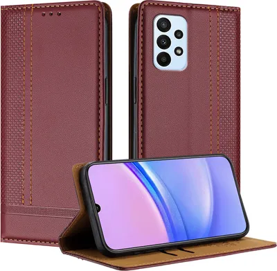 Obrázek produktu pro Pouzdro pro Samsung Galaxy A23 5G/4G kožené flipové pouzdro s funkcí stojánku Tmavě červená