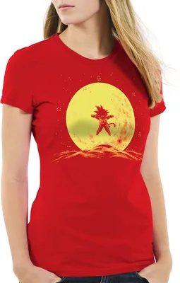 Produktbild von style3 Goku Mond T-Shirt Damen songoku dragon z super saiyan turtle ball, Farbe:Rot, Größe:L