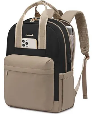 Produktbild von Rucksack Damen Groß 17,3 Zoll Laptop Schultasche Mädchen Wasserdicht Reiserucksack Arbeitstasche Schwarz-khaki