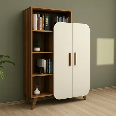 Immagine prodotto di Agni - Libreria, 90x32x132h cm Marrone Noce, 5 Ripiani