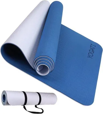 Zdjęcie produktu dla Mata do ćwiczeń YOGATI, 6 mm - Mata do jogi, pilatesu i treningu w domu - Antypoślizgowa mata do ćwiczeń z paskiem do przenoszenia - Idealna dla mężczyzn i kobiet