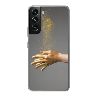 Produktbild von MuchoWow® Handyhülle Schutzhülle Hülle für Samsung Galaxy S22 Frau mit goldgefärbten Händen und einer Glitzerwolke Silikon Softcase Handy Hülle - Mobiltelefonhülle