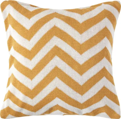 Produktbild von HOMESCAPES Kissenbezug mit Chevron-Muster in Senfgelb und Creme, 45 x 45 cm