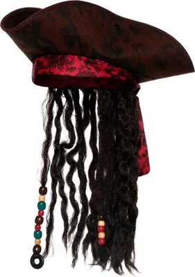Produktbild von Dreispitz Piraten Hut mit Haaren & Perlen für Fasching