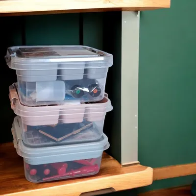 Produktbild von 3er-Set Aufbewahrungsbox mit Deckel Behälter Korb Make-Up Organizer