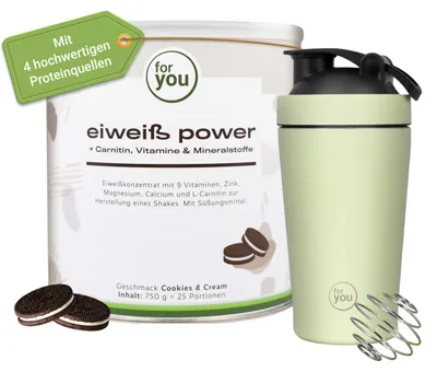 Produktbild von for you power Eiweiß mit Gratis Shaker