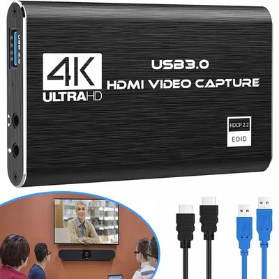 Produktbild von 4K HDMI Aufnahmekarte, Video Capture Card, 1080P Aufnahmegerät für Streaming, Gaming, Kompatibel mit PS4、PS3、Xbox One und Kamera