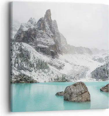 Produktbild von Bild auf Leinwand - Leinwandbild - Einteilig - Berge See Schnee - 40x40cm - Wand Bild - Wanddeko - Wandbilder - Leinwanddruck - Bilder - Wanddekoration - Leinwand bilder - Wandbild - AC40x40-4377