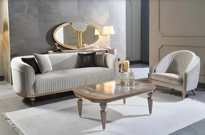 Produktbild von Sofagarnitur Couch Sofa Polster 3 + 1 Sitzer Couchtisch Holz 3tlg. Luxus Möbel