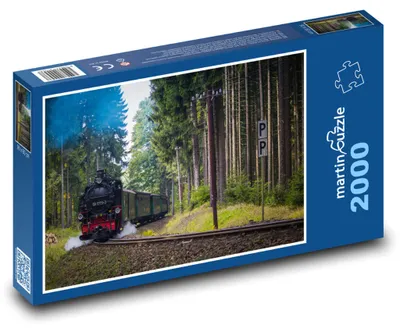 Obrázek produktu pro Puzzle 2000 Parní lokomotiva v lese na kolejích - martinpuzzle