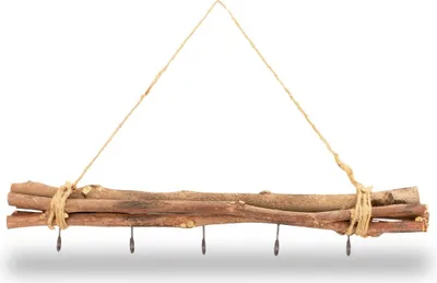 Produktbild von Maulbeeren Bündel natur geflammt ca. 50cm, mit 5 Haken und Sisal Kordel