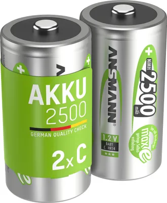 Produktbild von ANSMANN Akku C 2500mAh Baby NiMH 1,2V – 1000x wiederaufladbar (2 Stück)
