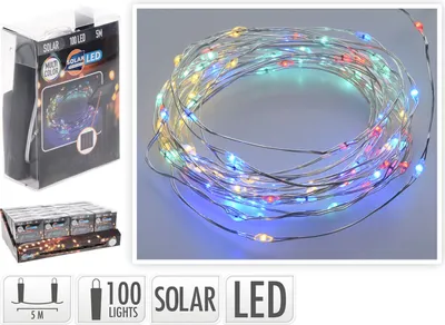 Image de Guirlande Solaire Led Multicolore Solaire, Multicolore, 100 Led, 5m - Basics