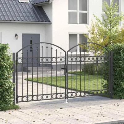 Image de Porte de Clôture ASSEN 301 x 200 cm Acier Gris Verrouillable
