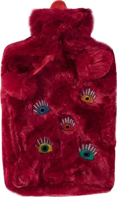 Image de Biggdesign My Eyes on You Hot Water Bottle with Soft Plush Cover | Cold & Hot Compress | 68 OZ / 2L Large | Washable Hot Water Bag for Cramps, Neck and Back Pain, Feet and Shoulders | Red