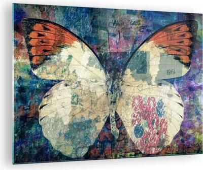 Produktbild von Bilder auf glas - Schmetterling Abstraktion - 70x50cm - Glasbilder - Wandbilder - Kunstdruck - zum Aufhängen bereit - Wanddekoration aus Glas - Glas Bilder - Wandbild auf Glas - GAA70x50-3990