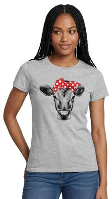 Produktbild von Spreadshirt Rockabilly Bandana Kuh Frauen T-Shirt, M, Grau meliert