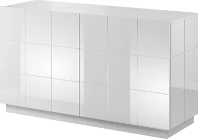 Zdjęcie produktu dla Cama komoda 2D REJA biały połysk/biały połysk, 2 drzw., 4 pół., Biały, Płyty pilśniowe średniej gęstości (MDF), Biały, Płyta mdf (MDF), Płyta wiórowa