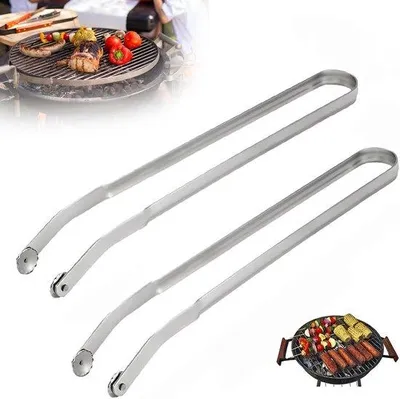 Produktbild von Famanu Grillzange mit Rädern - Edelstahl, drehbar, extra lang