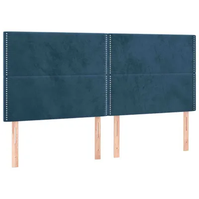 Image de vidaXL Têtes de lit 4 pcs. Bleu foncé 100x5x78/88 cm velours