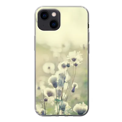 Produktbild von MuchoWow® Handyhülle Schutzhülle Hülle für iPhone 13 mini Blumen - Feld - Weiß Silikon Softcase Handy Hülle - Softcase
