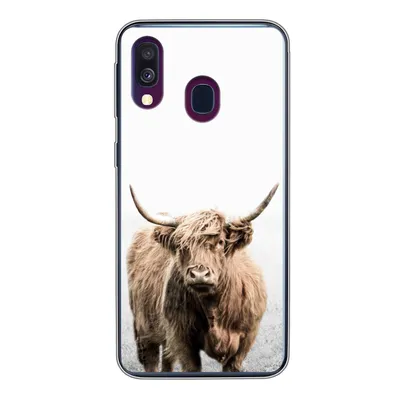 Produktbild von MuchoWow® Handyhülle Schutzhülle Hülle für Samsung Galaxy A40 Schottischer Highlander - Vlies - Kuh Silikon Softcase Handy Hülle - Handy-Tasche