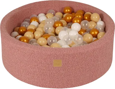 Produktbild von MeowBaby Boucle Rosa Bällebad rund 90x30cm, bälle: Gold/Beige/Weiss/Transparent