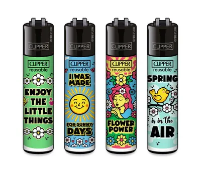 Produktbild von Clipper Feuerzeuge 4er Set Spring Slogan