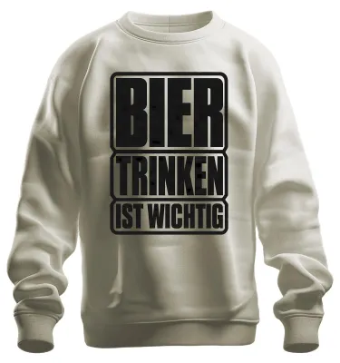 Produktbild von Bier Trinken Ist Wichtig Lustig Saufen Party Alkohol Feiern Sweatshirt Pullover, Natur, 3XL
