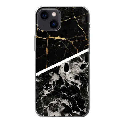 Produktbild von MuchoWow® Handyhülle Schutzhülle Hülle für iPhone 13 Marmor - Gold - Luxus Silikon Softcase Handy Hülle - Karteninhaber