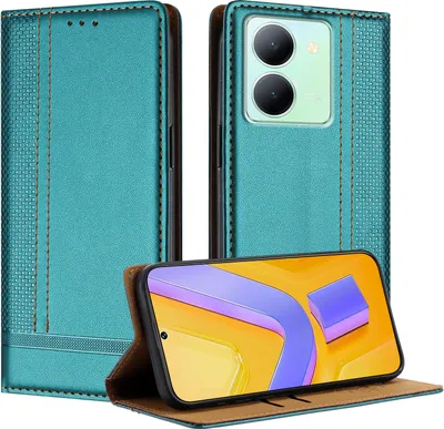 Produktbild von Handyhülle für Vivo Y27 5G Leder Flip Klappbare Schutzhülle mit Standfunktion Grün