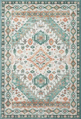 Obrázek produktu pro Koberec – koberec s krátkým vlasem 160 x 230 cm – protiskluzová spodní strana – obývací pokoj/ložnice/jídelna – zelená/oranžová