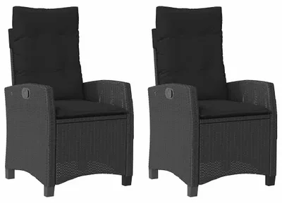 Produktbild von vidaXL Gartensessel mit Kissen 2 Stk. Verstellbar Schwarz Poly Rattan