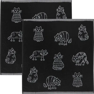 Produktbild von Kracht Frottier-Geschirrtuch 2er-Pack Katzen 50x50 cm