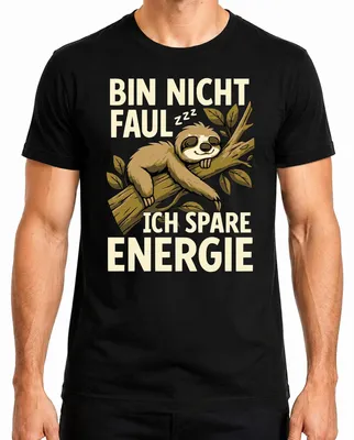 Imagen del producto de Camiseta para hombre, color , talla XXL. Diseño: "No soy perezoso, estoy ahorrando energía". Ideal como regalo divertido
