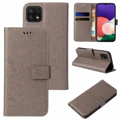 Produktbild von Kunstleder Flip-Hülle Floral für Smartphones - Farbe: Grau - Modellkompatibilität: Für Samsung Galaxy A22 5G
